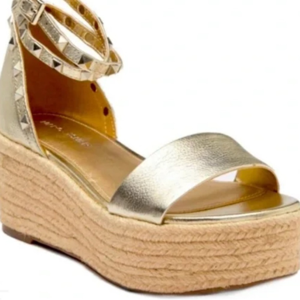 Marc Fisher Metallic Gold Wedge Sandals
